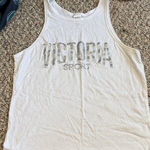Victoria's Secret White Tank Top with Silver Logo